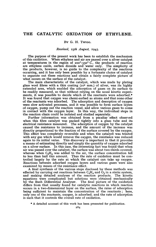 The catalytic oxidation of ethylene