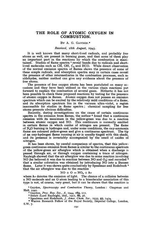 The role of atomic oxygen in combustion