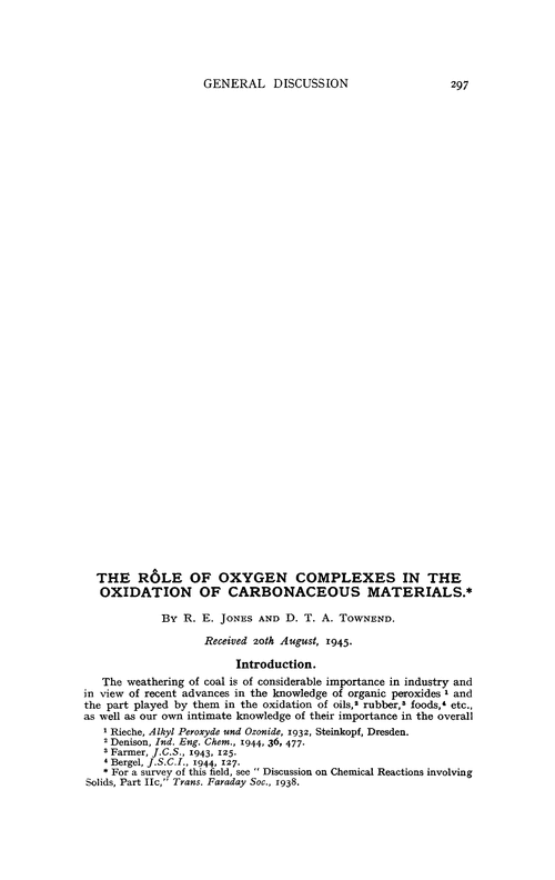 The rôle of oxygen complexes in the oxidation of carbonaceous materials