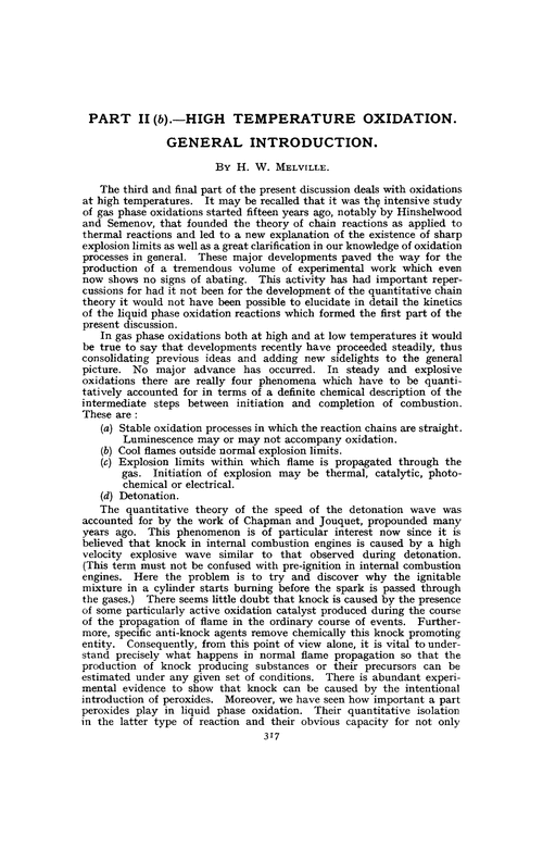 Part II (b).—High temperature oxidation. General introduction