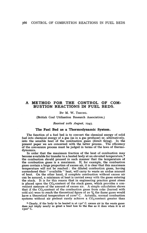 A method for the control of combustion reactions in fuel beds