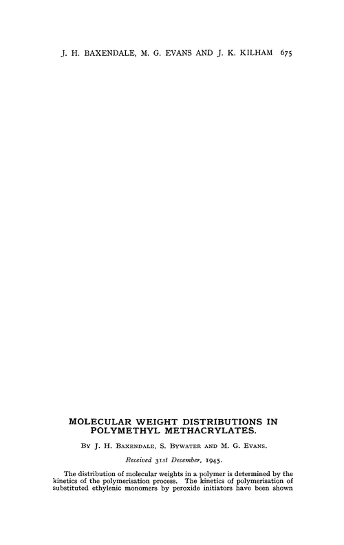 Molecular weight distributions in polymethyl methacrylates