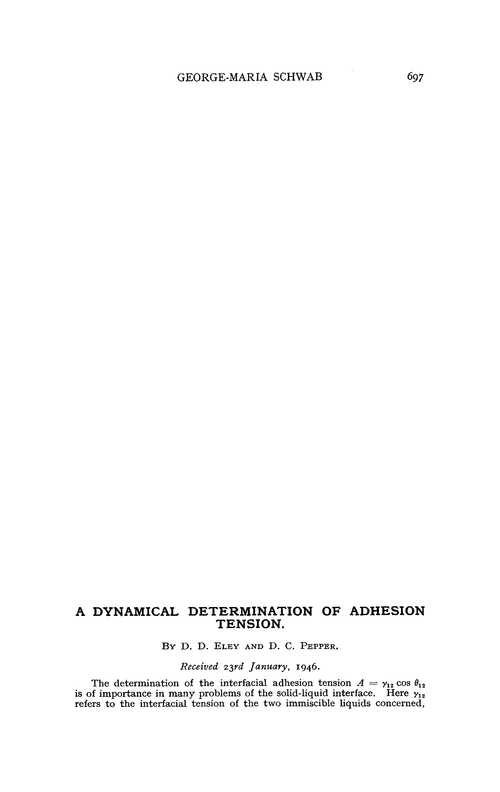 A dynamical determination of adhesion tension