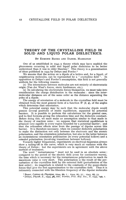 Theory of the crystalline field in solid and liquid polar dielectrics