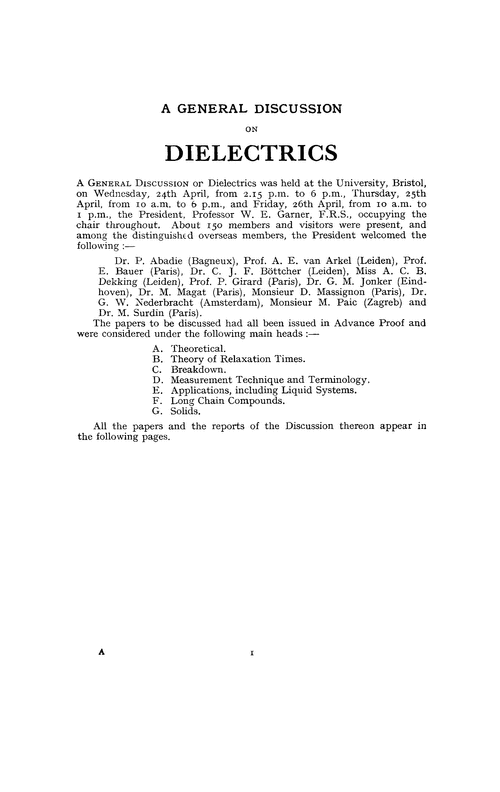 A general discussion on dielectrics