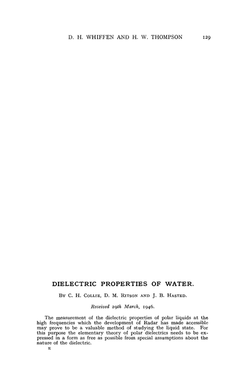 Dielectric properties of water