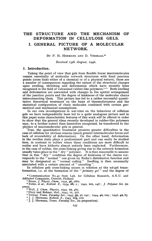 The structure and the mechanism of deformation in cellulose gels. I. General picture of a molecular network