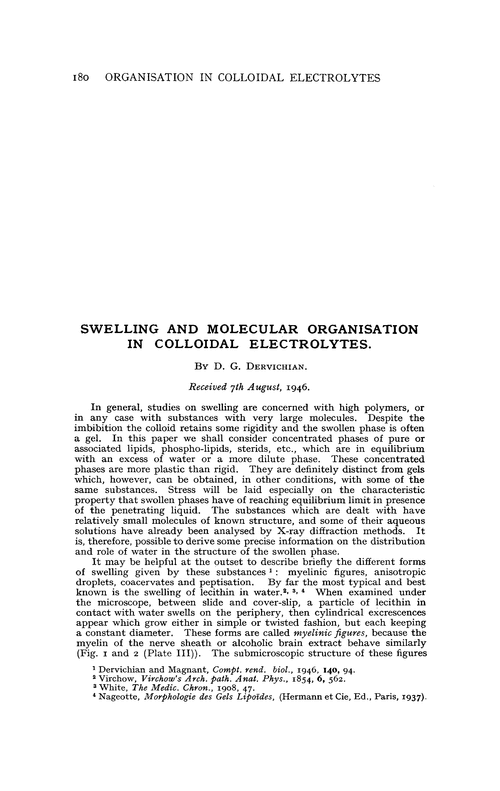 Swelling and molecular organisation in colloidal electrolytes