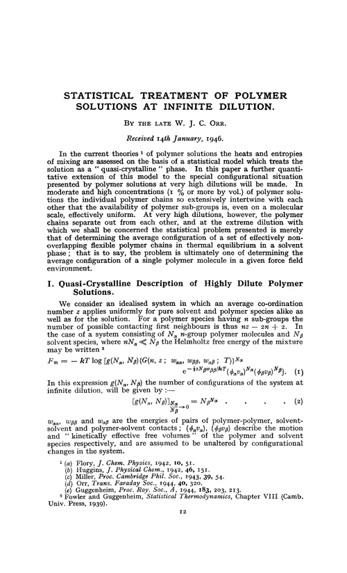 Statistical treatment of polymer solutions at infinite dilution