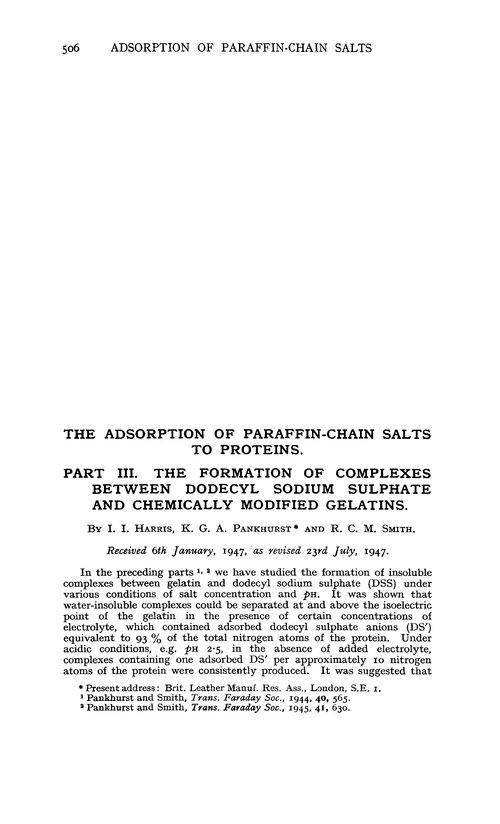 The adsorption of paraffin-chain salts to proteins. Part III. The formation of complexes between dodecyl sodium sulphate and chemically modified gelatins