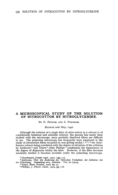 A microscopical study of the solution of nitrocotton by nitroglycerine