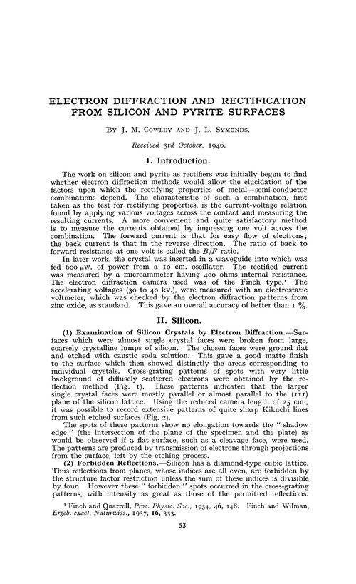 Electron diffraction and rectification from silicon and pyrite surfaces