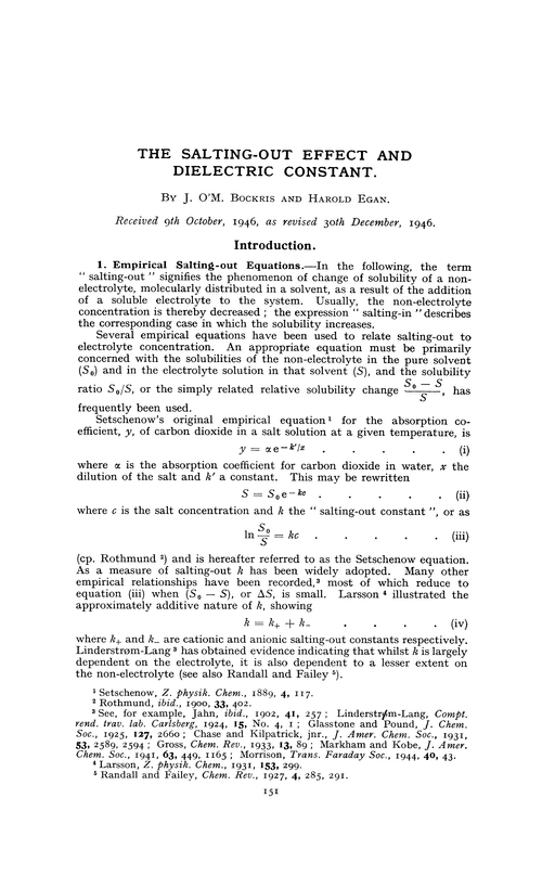 The salting-out effect and dielectric constant
