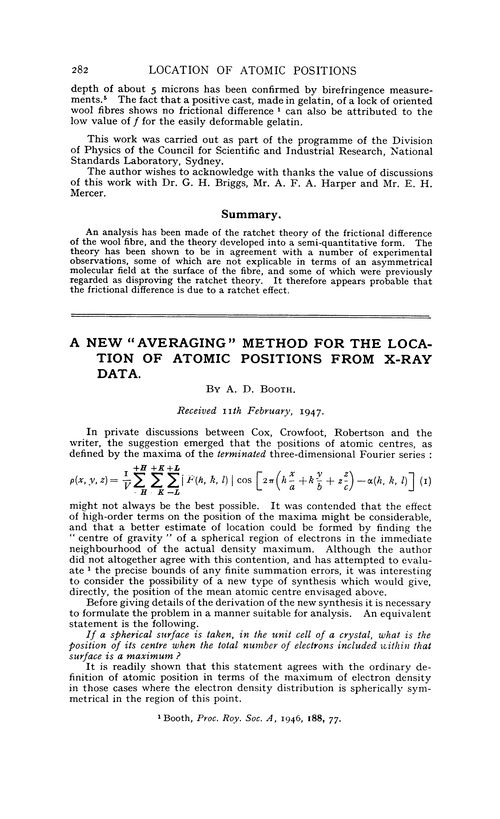 A new “averaging” method for the location of atomic positions from X-ray data