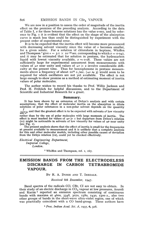 Emission bands from the electrodeless discharge in carbon tetrabromide vapour