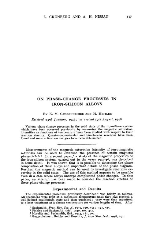 On phase-change processes in iron-silicon alloys