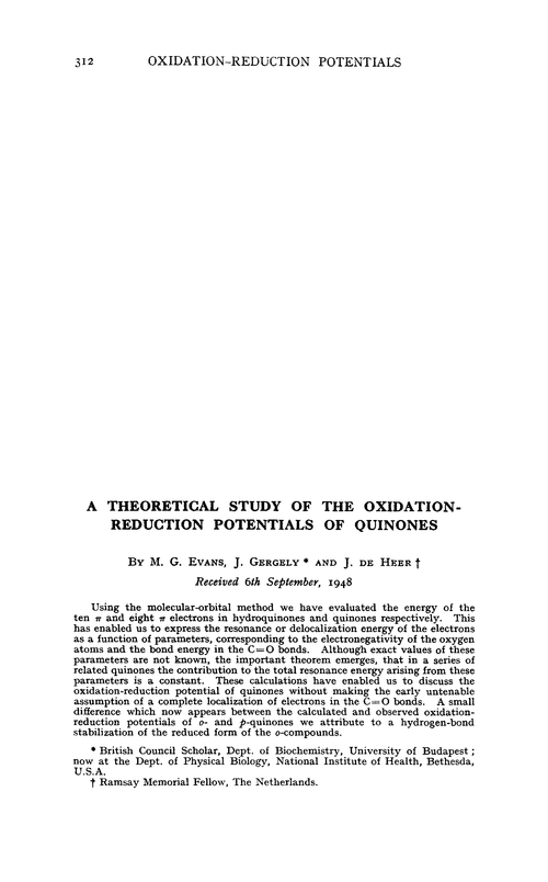 A theoretical study of the oxidation-reduction potentials of quinones