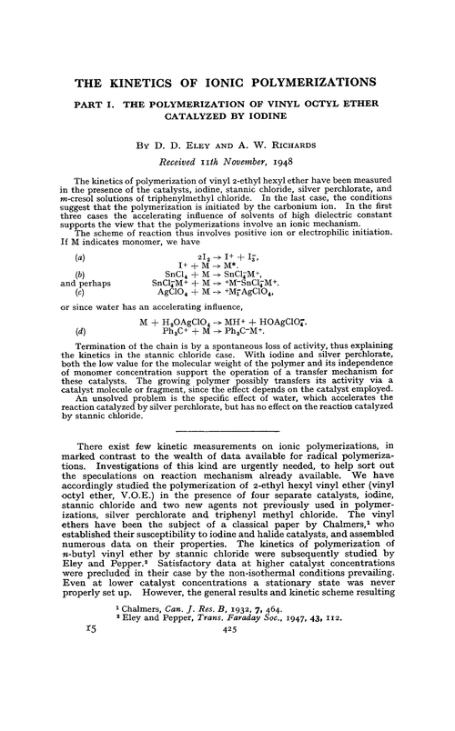 The kinetics of ionic polymerizations