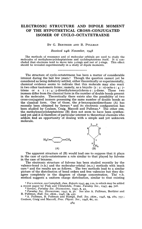 Electronic structure and dipole moment of the hypothetical cross-conjugated isomer of cyclo-octatetraene