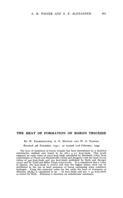 The heat of formation of boron trioxide