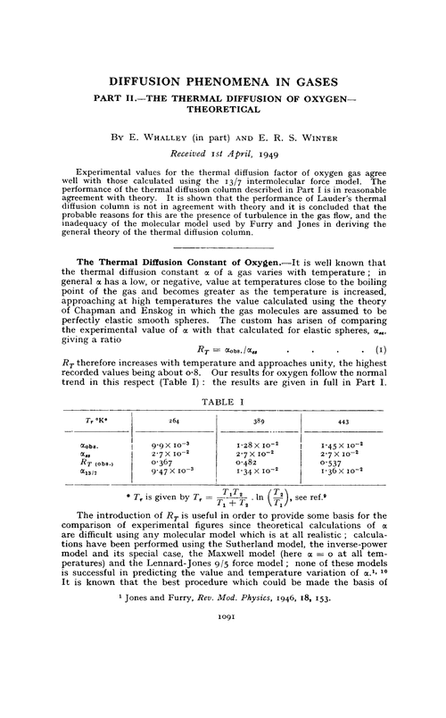 Diffusion phenomena in gases. Part II.—The thermal diffusion of oxygen—theoretical