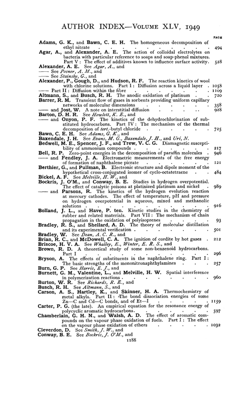 Author index—volume XLV, 1949