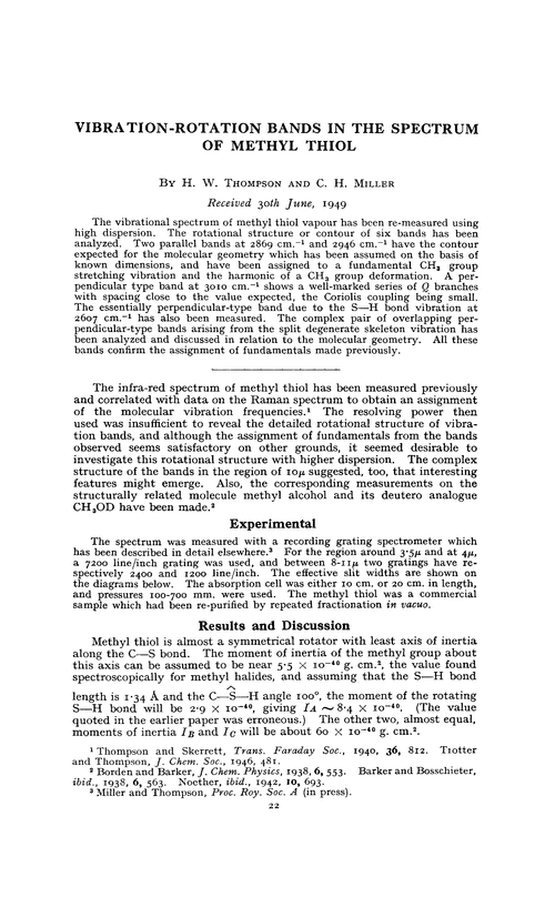 Vibration-rotation bands in the spectrum of methyl thiol