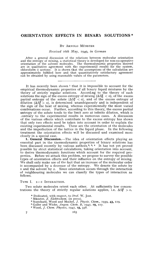 Orientation effects in binary solutions