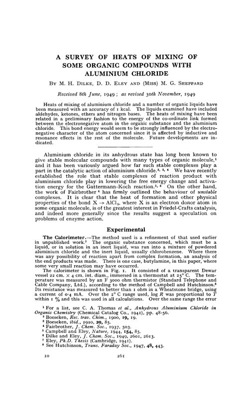 A survey of heats of mixing of some organic compounds with aluminium chloride