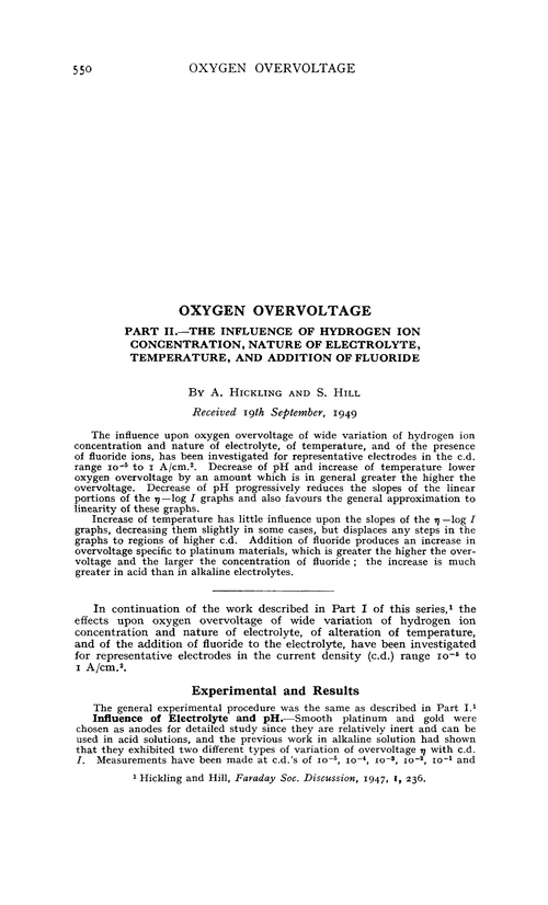 Oxygen overvoltage. Part II.—The influence of hydrogen ion concentration, nature of electrolyte, temperature, and addition of fluoride