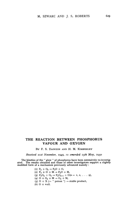 The reaction between phosphorus vapour and oxygen