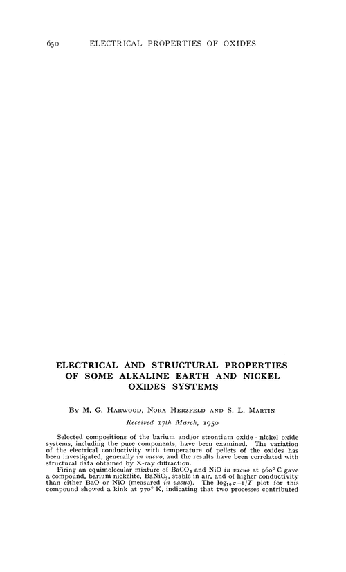 Electrical and structural properties of some alkaline earth and nickel oxides systems