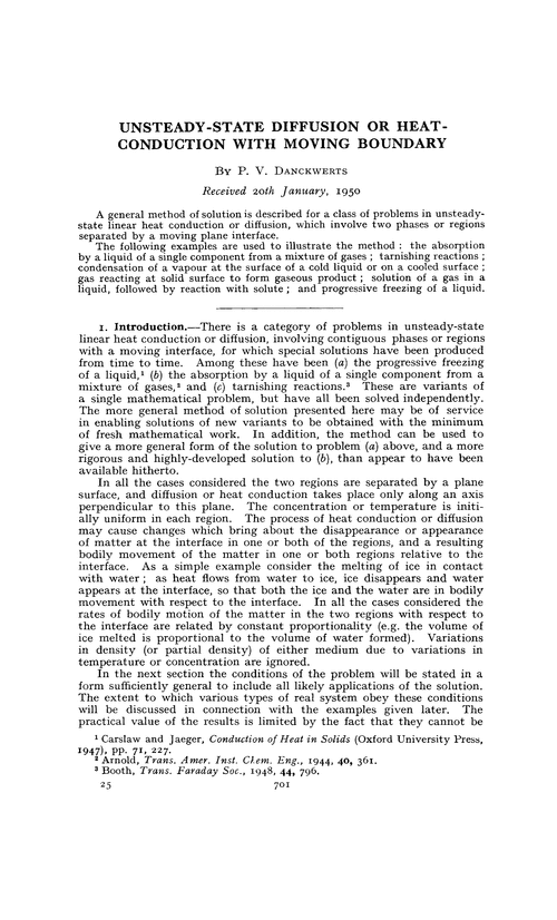 Unsteady-state diffusion or heat-conduction with moving boundary