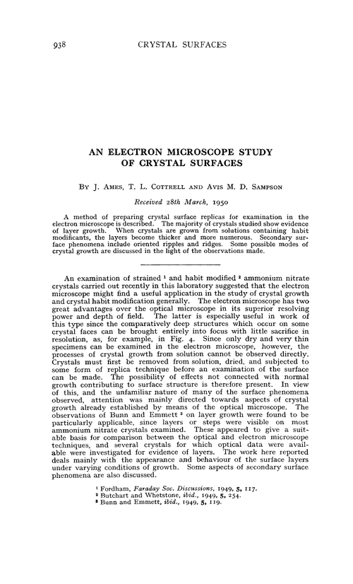 An electron microscope study of crystal surfaces