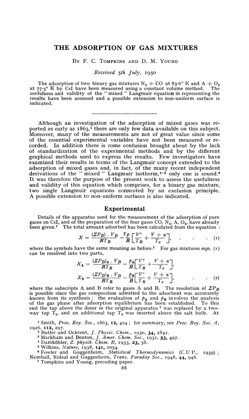The adsorption of gas mixtures