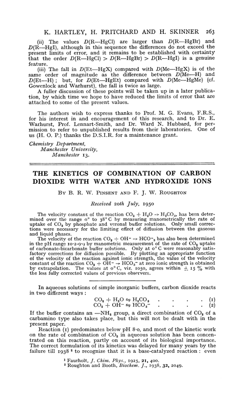 The kinetics of combination of carbon dioxide with water and hydroxide ions