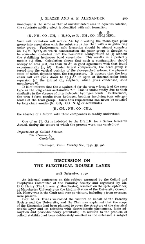 Discussion on the electrical double layer