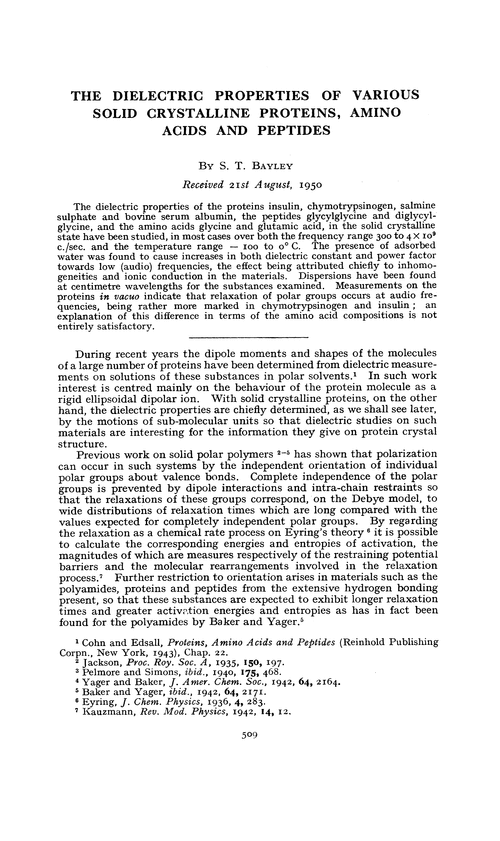 The dielectric properties of various solid crystalline proteins, amino acids and peptides