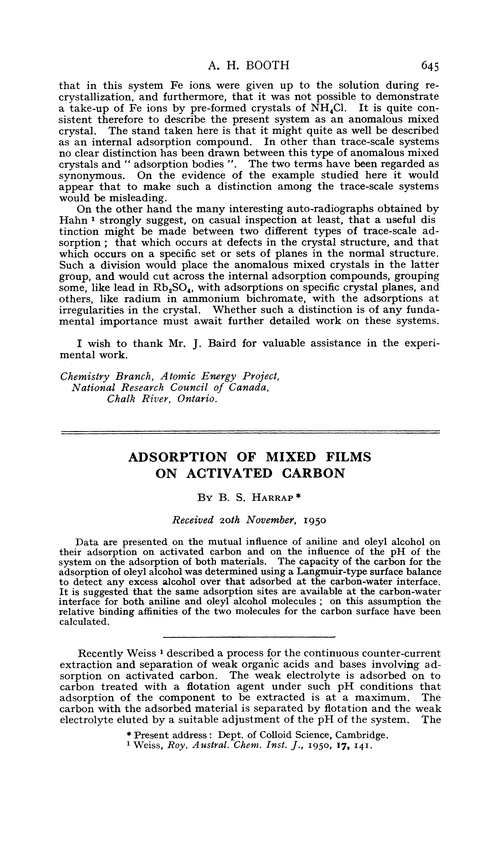 Adsorption of mixed films on activated carbon