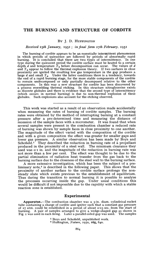 The burning and structure of cordite