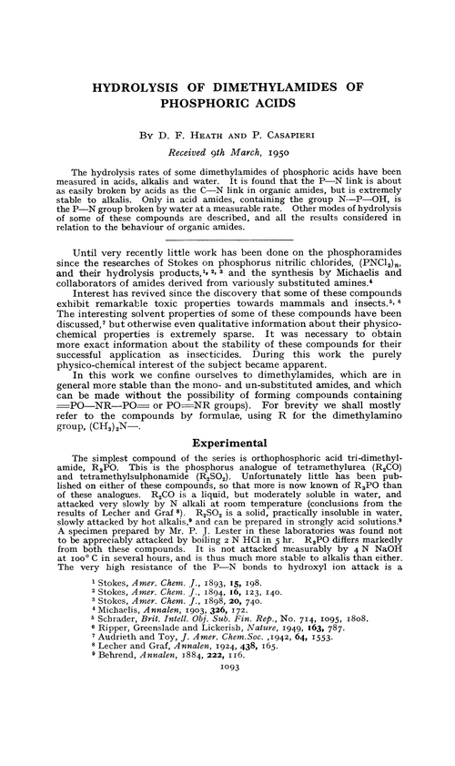 Hydrolysis of dimethylamides of phosphoric acids