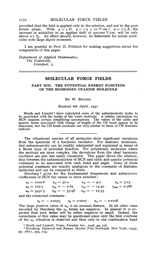 Molecular force fields. Part XIII. The potential energy function of the hydrogen cyanide molecule