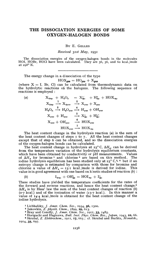The dissociation energies of some oxygen-halogen bonds