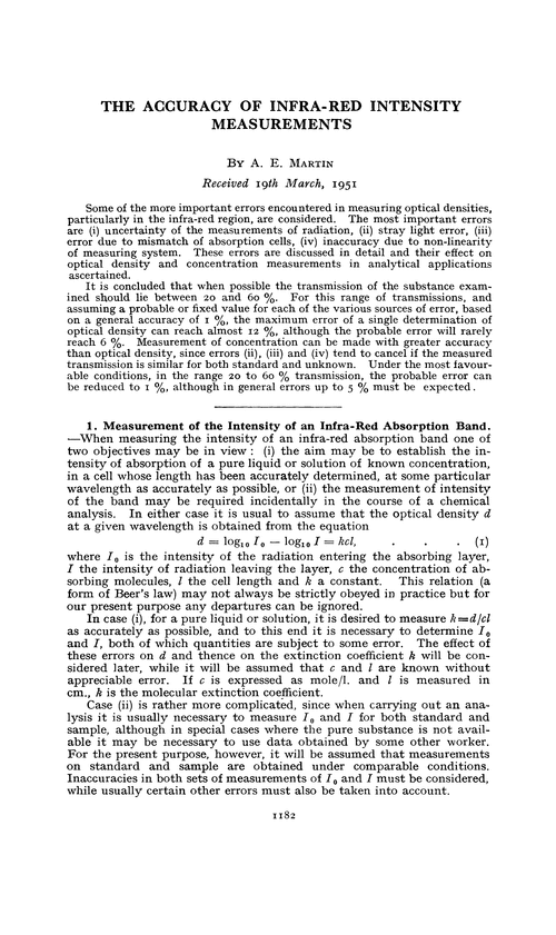 The accuracy of infra-red intensity measurements