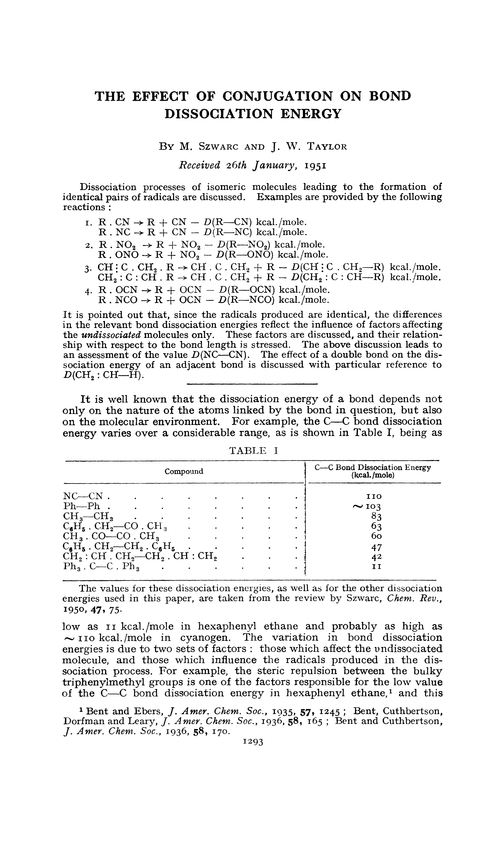 The effect of conjugation on bond dissociation energy