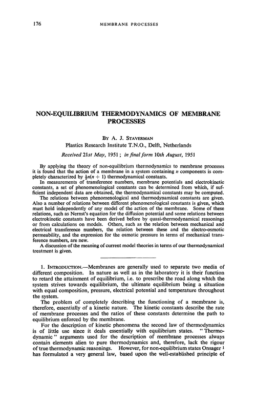 Non-equilibrium thermodynamics of membrane processes