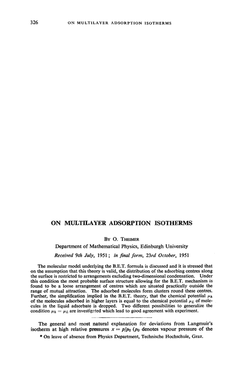 On multilayer adsorption isotherms