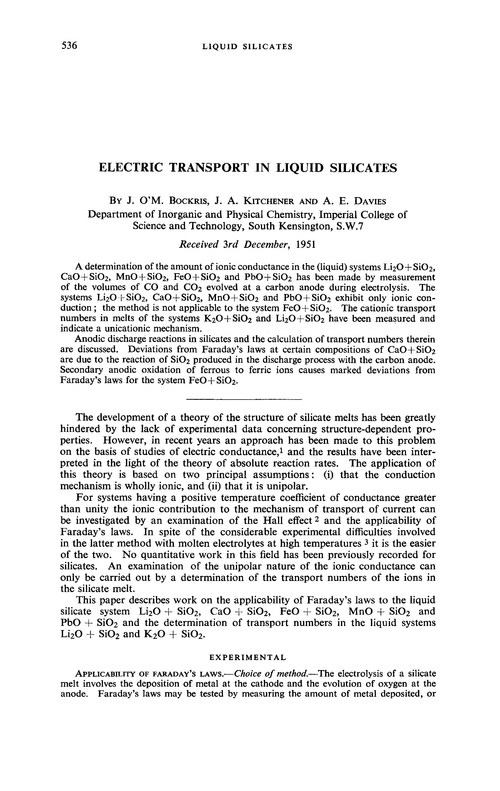 Electric transport in liquid silicates