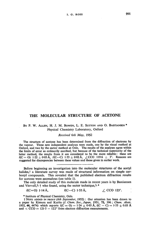 The molecular structure of acetone