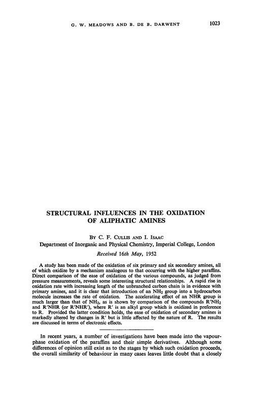 Structural influences in the oxidation of aliphatic amines